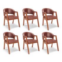 Kit 06 Cadeiras de Jantar e Living Anisha Estofada material sintético Marrom Cleveland - Desk Design