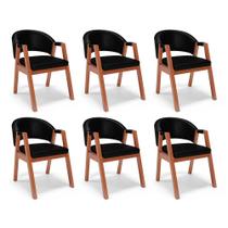 Kit 06 Cadeiras de Jantar e Living Anisha Estofada material sintético Preto - Desk Design