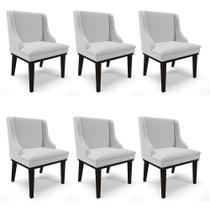 Kit 06 Cadeiras De Jantar Liz Base Madeira Preto A05 Cinza