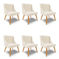 Kit 06 Cadeiras de Jantar Liz Linho Grosso Bege A19 Pés Palito Castanho D03 - D'Rossi Kit 06 Cadeiras de Jantar Liz Linho Grosso Bege A19 Pés Palito Castanho D03 - D'Rossi