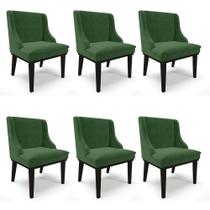 Kit 06 Cadeiras de Jantar Liz Suede Verde Base Fixa Madeira Preto D03 - D'Rossi