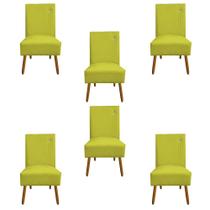Kit 06 Cadeiras De Jantar Sevilha Pés Palito Suede Amarelo - D'Classe Decor