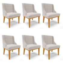 Kit 06 Cadeiras De Jantar Veludo Cinza Madeira Castanho