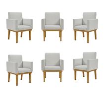Kit 06 Cadeiras Decorativa Reforçada Oferta Balaqui Linho