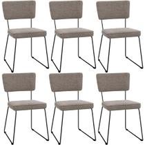 Kit 06 Cadeiras Decorativas Estofada Base De Aço Allana L02 Bouclê Bege - Lyam Decor Kit 06 Cadeiras Decorativas Estofada Base De Aço Allana L02 Bouclê Bege - Lyam Decor