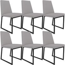 Kit 06 Cadeiras Decorativas Estofada Para Sala de Jantar Dafne L02 Corano Cinza -LyamDecor