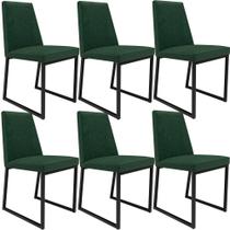 Kit 06 Cadeiras Decorativas Estofada Para Sala de Jantar Dafne L02 Facto Verde Musgo -LyamDecor - Lyam Decor