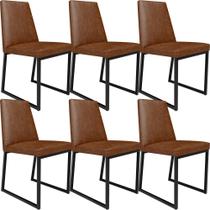 Kit 06 Cadeiras Decorativas Estofada Para Sala de Jantar Dafne L02 Sintético Marrom -LyamDecor - Lyam Decor