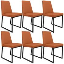 Kit 06 Cadeiras Decorativas Estofada Para Sala de Jantar Dafne L02 Tecido Terracota -LyamDecor