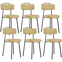 Kit 06 Cadeiras Decorativas Estofada Sala De Jantar Barcelona L02 material sintético Casco Fendi - Lyam Decor Kit 06 Cadeiras Decorativas Estofada Sala De Jantar Barcelona L02 material sintético Casco Fendi - Lyam Decor