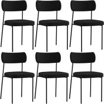 Kit 06 Cadeiras Decorativas Estofadas Para Sala de Jantar Melina L02 Poliéster Preto - Lyam Kit 06 Cadeiras Decorativas Estofadas Para Sala de Jantar Melina L02 Poliéster Preto - Lyam