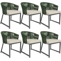 Kit 06 Cadeiras Decorativas Para Área Gourmet Cozinha Corda Náutica Bethari D04 Verde - Lyam Decor Kit 06 Cadeiras Decorativas Para Área Gourmet Cozinha Corda Náutica Bethari D04 Verde - Lyam Decor