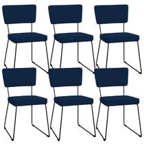 Kit 06 Cadeiras Decorativas Para Sala De Jantar Allana L02 Suede Azul Marinho - Lyam Decor Kit 06 Cadeiras Decorativas Para Sala De Jantar Allana L02 Suede Azul Marinho - Lyam Decor