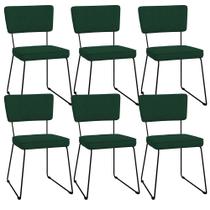 Kit 06 Cadeiras Decorativas Para Sala De Jantar Allana L02 Suede Verde Musgo - Lyam Decor