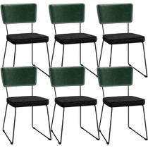 Kit 06 Cadeiras Decorativas Sala Jantar Allana L02 Facto Verde Musgo Linho Chumbo - Lyam Decor Kit 06 Cadeiras Decorativas Sala Jantar Allana L02 Facto Verde Musgo Linho Chumbo - Lyam Decor