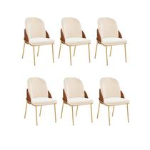 Kit 06 Cadeiras em Metal Dourado para Sala de Jantar Vitta