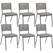 Kit 06 Cadeiras Empilhável Fixa Escritório Multiuso Base Preta Kimi P03 Basalto - Lyam Decor Kit 06 Cadeiras Empilhável Fixa Escritório Multiuso Base Preta Kimi P03 Basalto - Lyam Decor