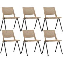 Kit 06 Cadeiras Empilhável Fixa Lift F02 Base Aço Preto Nude - Lyam Decor