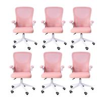 Kit 06 Cadeiras Escritório Rodizio Office Bytes Rosa