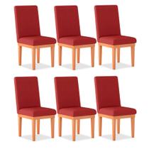 Kit 06 Cadeiras Estofada Alice Reforçada Suede Vermelho - Madeira Prima Deccor