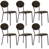 Kit 06 Cadeiras Estofada Para Sala de Jantar Azuri Preto C01 Veludo Marrom Sand - Lyam Decor Kit 06 Cadeiras Estofada Para Sala de Jantar Azuri Preto C01 Veludo Marrom Sand - Lyam Decor