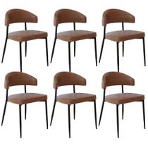 Kit 06 Cadeiras Estofada Para Sala de Jantar Serena Preto C01 material sintético Whisky - Lyam Decor Kit 06 Cadeiras Estofada Para Sala de Jantar Serena Preto C01 material sintético Whisky - Lyam Decor