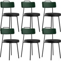 Kit 06 Cadeiras Estofada Para Sala Jantar Barcelona L02 Facto Verde Musgo material sintético Preto - Lyam