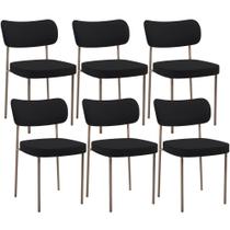 Kit 06 Cadeiras Estofadas Para Sala De Jantar Melina Base Arena L02 Suede Preto - Lyam Decor Kit 06 Cadeiras Estofadas Para Sala De Jantar Melina Base Arena L02 Suede Preto - Lyam Decor