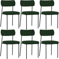 Kit 06 Cadeiras Estofadas Para Sala De Jantar Melina L02 Suede Verde Musgo - Lyam Decor