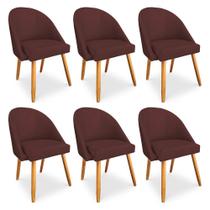 Kit 06 Cadeiras Jantar Bela Suede Marsala Pés Palito Castanho - Pallazio