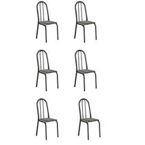 Kit 06 Cadeiras Jantar Reforçada Pés Metal Tampo Listrado