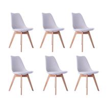 Kit 06 Cadeiras Leda Eames Jantar Cozinha com Assento Estofado Branco