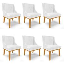 Kit 06 Cadeiras Liz Corano Madeira Castanho Branco