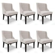 Kit 06 Cadeiras Liz Veludo Base Fixa Madeira PretoCinza