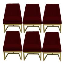 Kit 06 Cadeiras Para Sala De Jantar Ana Base de ferro Suede Marsala - D'Classe Decor