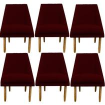 Kit 06 Cadeiras Para Sala De Jantar Ana Pés Palito Suede Marsala - D'Classe Decor