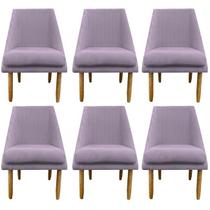 Kit 06 Cadeiras Para Sala De Jantar Ana Pés Palito Suede Rosa Bebê - D'Classe Decor