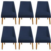 Kit 06 Cadeiras Para Sala de Jantar Ana Pés Palito Veludo Azul Marinho - D'Classe Decor