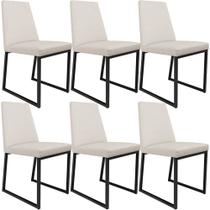 Kit 06 Cadeiras Para Sala De Jantar Base Aço Industrial Preto Dafne L02 Linho Cru -LyamDecor Kit 06 Cadeiras Para Sala De Jantar Base Aço Industrial Preto Dafne L02 Linho Cru -LyamDecor