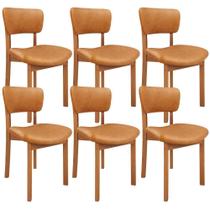 Kit 06 Cadeiras Para Sala De Jantar Cozinha Living Estofada Dara L02 material sintético Whisky - Lyam Decor Kit 06 Cadeiras Para Sala De Jantar Cozinha Living Estofada Dara L02 material sintético Whisky - Lyam Decor