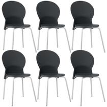 Kit 06 Cadeiras Para Sala De Jantar Cozinha Mond F02 Base Aço Branco Preto - Lyam Decor Kit 06 Cadeiras Para Sala De Jantar Cozinha Mond F02 Base Aço Branco Preto - Lyam Decor