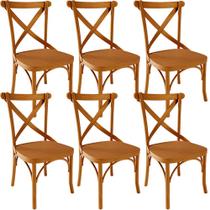 Kit 06 Cadeiras Para Sala de Jantar e Estar Living Ávila L02 Madeira Maciça - Lyam
