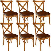 Kit 06 Cadeiras Para Sala de Jantar e Estar Living Estofada Ávila L02 material sintético Marrom - Lyam