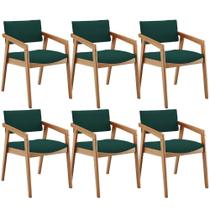 Kit 06 Cadeiras Para Sala De Jantar Estar Living Giorgia B04 Bouclê Verde - Lyam Decor Kit 06 Cadeiras Para Sala De Jantar Estar Living Giorgia B04 Bouclê Verde - Lyam Decor