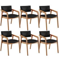 Kit 06 Cadeiras Para Sala de Jantar Estar Living Giorgia B04 material sintético Preto Brilho - Lyam Decor