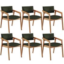Kit 06 Cadeiras Para Sala de Jantar Estar Living Giorgia B04 Tecido Sintético Verde Musgo - Lyam Decor