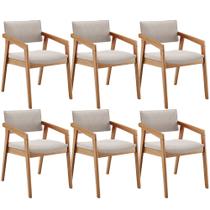 Kit 06 Cadeiras Para Sala de Jantar Estar Living Giorgia L02 Bouclê Creme - Lyam Decor