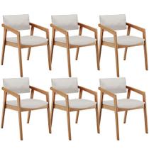 Kit 06 Cadeiras Para Sala de Jantar Estar Living Giorgia L02 Bouclê Cru - Lyam Decor