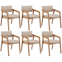 Kit 06 Cadeiras Para Sala de Jantar Estar Living Giorgia L02 Linho Bege - Lyam Decor Kit 06 Cadeiras Para Sala de Jantar Estar Living Giorgia L02 Linho Bege - Lyam Decor