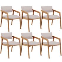 Kit 06 Cadeiras Para Sala de Jantar Estar Living Giorgia L02 Linho Bege - Lyam Decor Kit 06 Cadeiras Para Sala de Jantar Estar Living Giorgia L02 Linho Bege - Lyam Decor